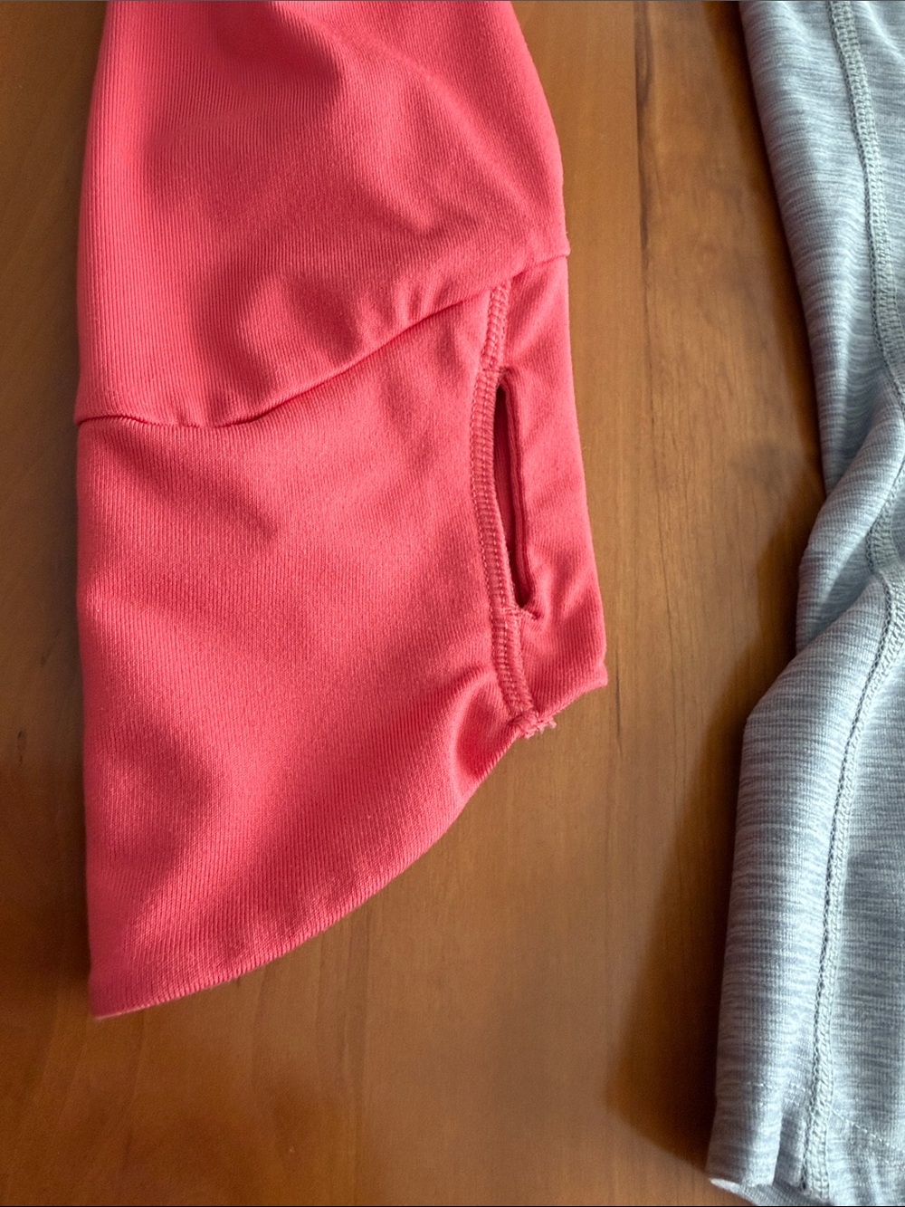 The North Face Heather Gray Raglan Long-Sleeve Tee with Coral Pink Sleeves - Picture 14 of 15